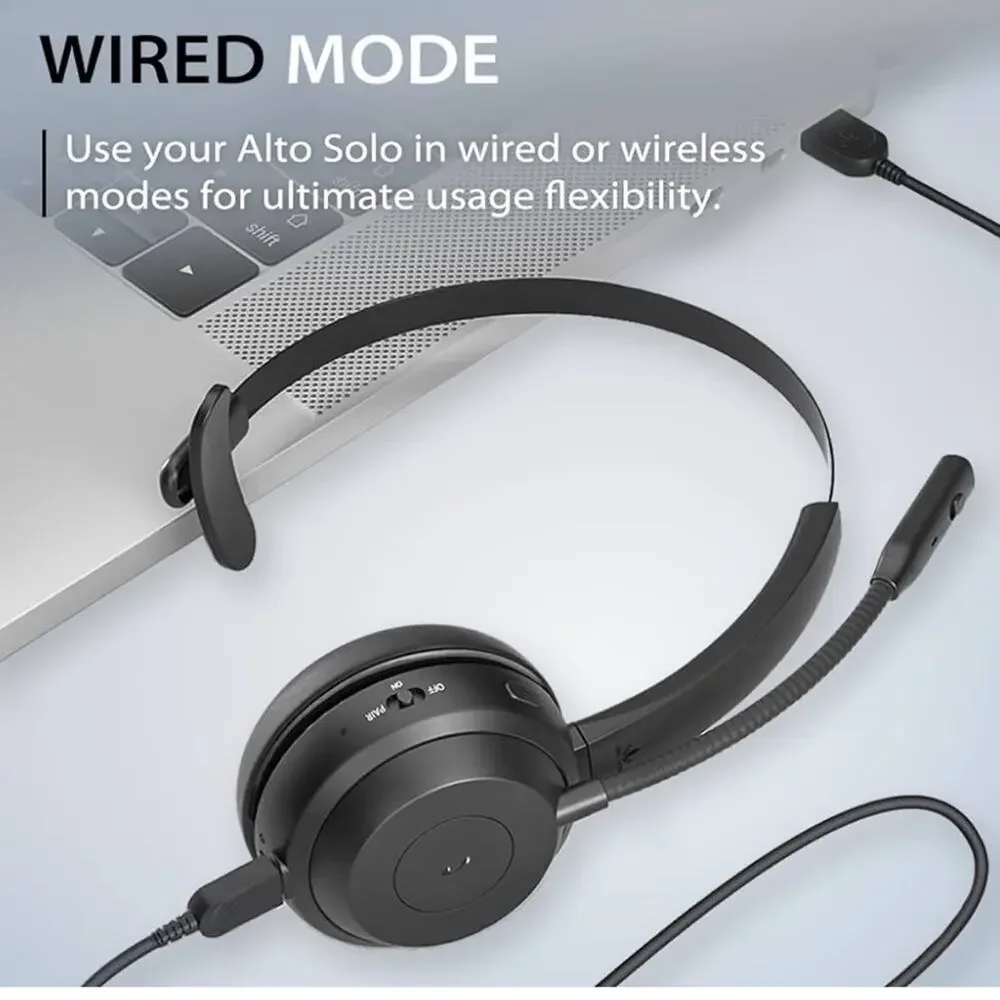 Alto Solo - Wireless Headset with Mic- Bluetooth noise cancelling dual mic